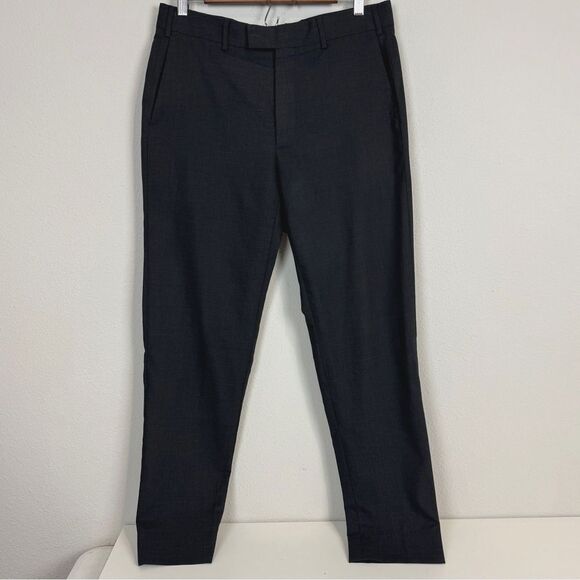 VTG Louis Vuitton Uniforms Charcoal Grey Virgin Wool Tapered Pants 32x29 *Hole* - Picture 1 of 11